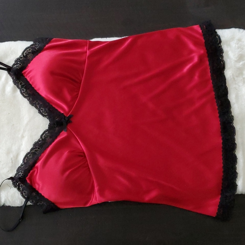 Women Lace Trim Satin Cami
